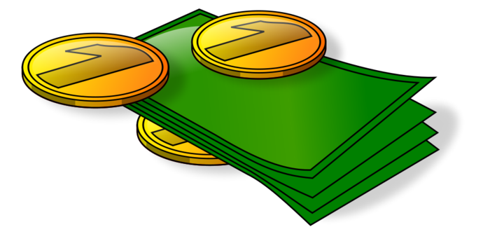 Münzen und Geldscheine im Comicstil