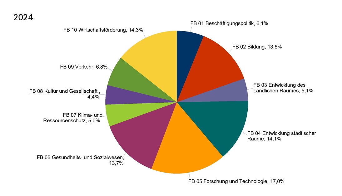 Grafik Anteilige Verwendung der Fördermittel nach Förderbereichen 2024