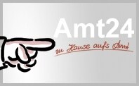 Zeigefinger auf Logo »Amt24 - zu Hause aufs Amt«