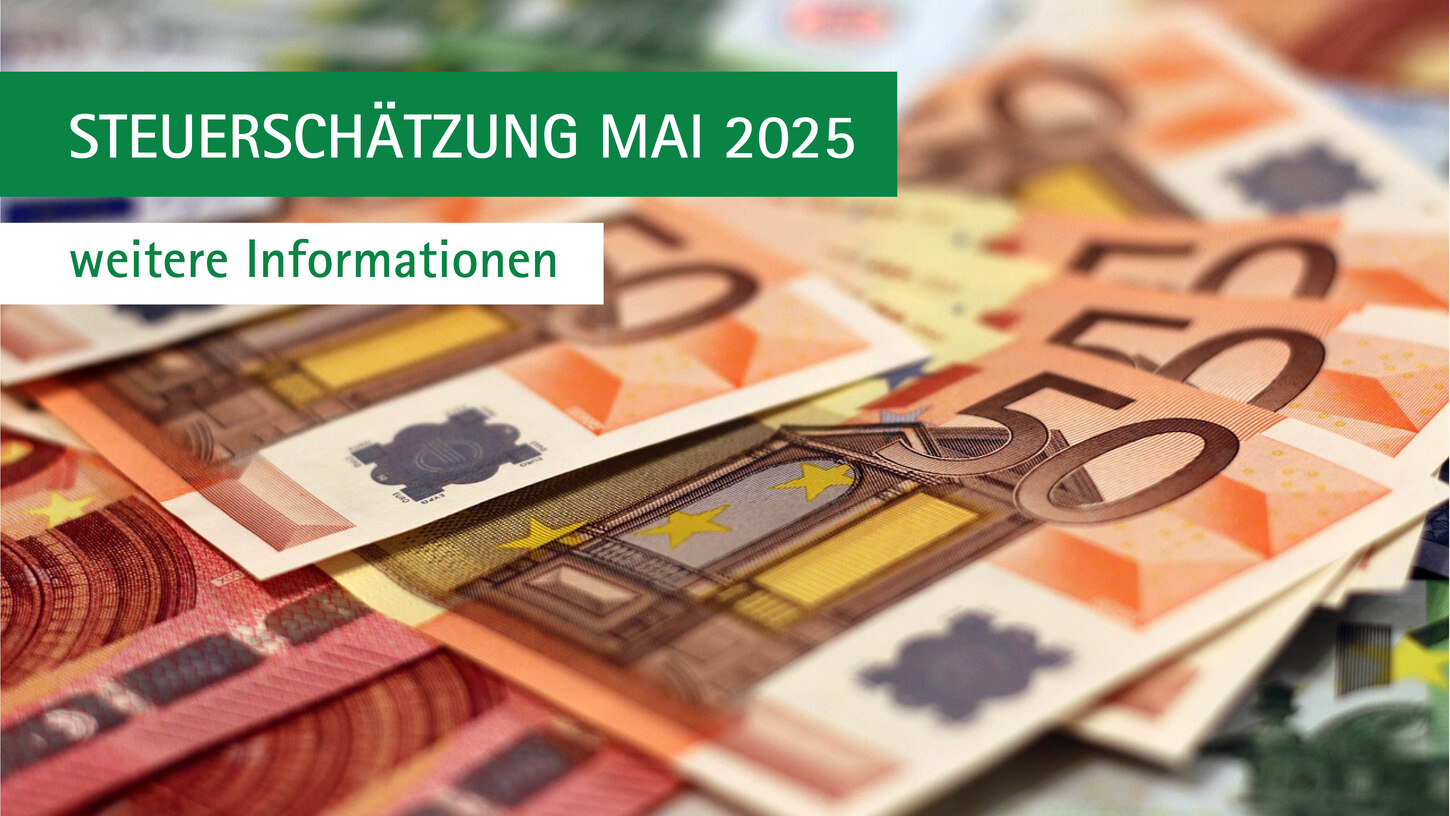 Geldscheine mit darüberliegendem Text: Steuerschätzung Oktober 2023